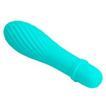 Vibrator mini Solomon Pretty Love Blue Ribbed cu 10 moduri