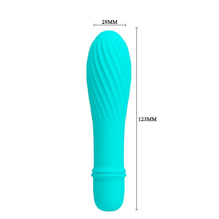Vibrator mini Solomon Pretty Love Blue Ribbed cu 10 moduri