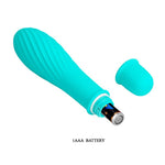 Vibrator mini Solomon Pretty Love Blue Ribbed cu 10 moduri