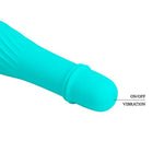 Vibrator mini Solomon Pretty Love Blue Ribbed cu 10 moduri