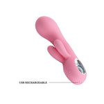 Vibrator USB Pretty Love Chris din silicon cu formă de iepuraș 15 cm 7 moduri