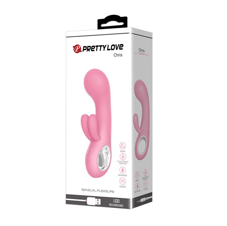 Vibrator USB Pretty Love Chris din silicon cu formă de iepuraș 15 cm 7 moduri