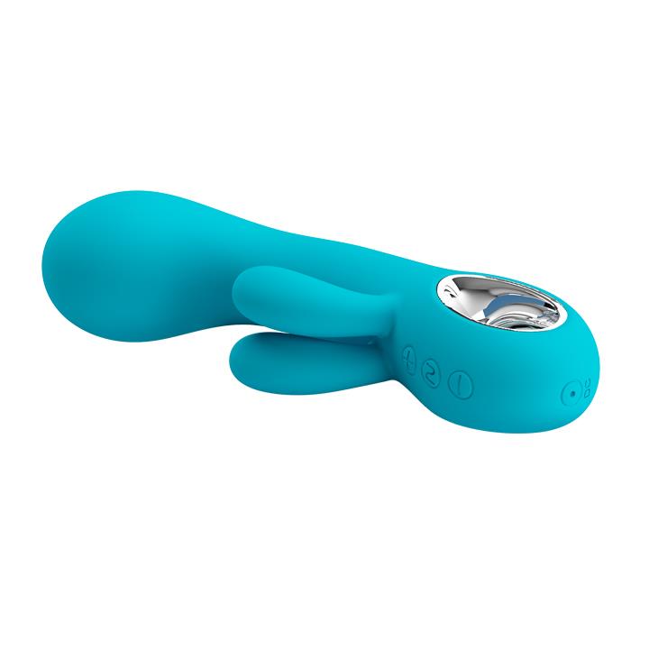 Vibrator USB Pretty Love Chris din silicon, model iepuraș, impermeabil, cu 7 vibrații