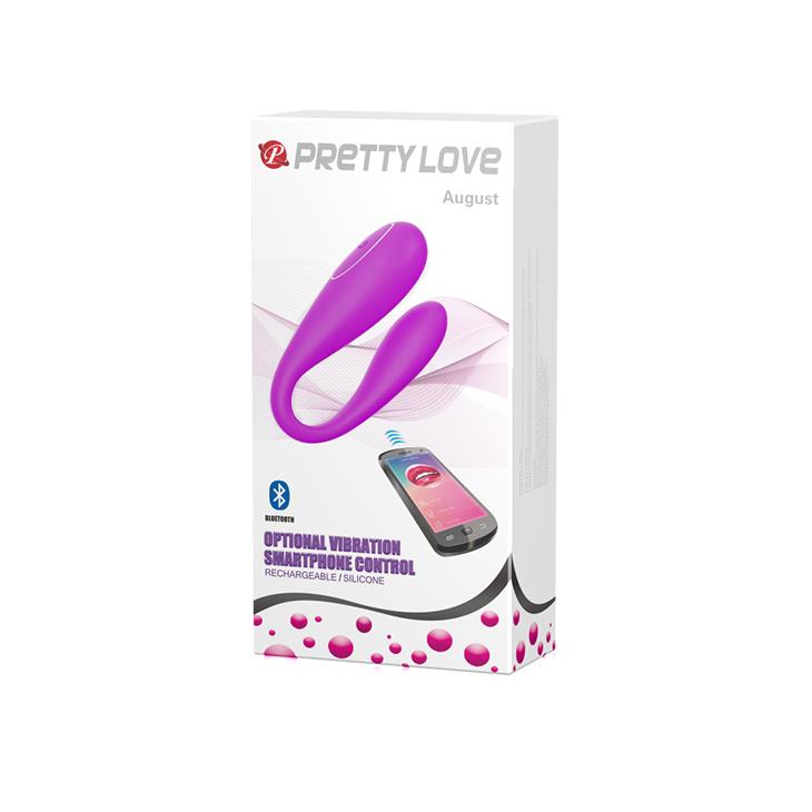 Vibrator Pretty Love August din silicon, Bluetooth, USB, 12 funcții