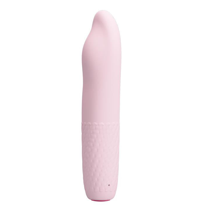 Vibrator mini Pretty Love Burke din silicon, roz, USB, 4 vibrații, 4 rotații
