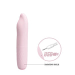 Vibrator mini Pretty Love Burke din silicon, roz, USB, 4 vibrații, 4 rotații
