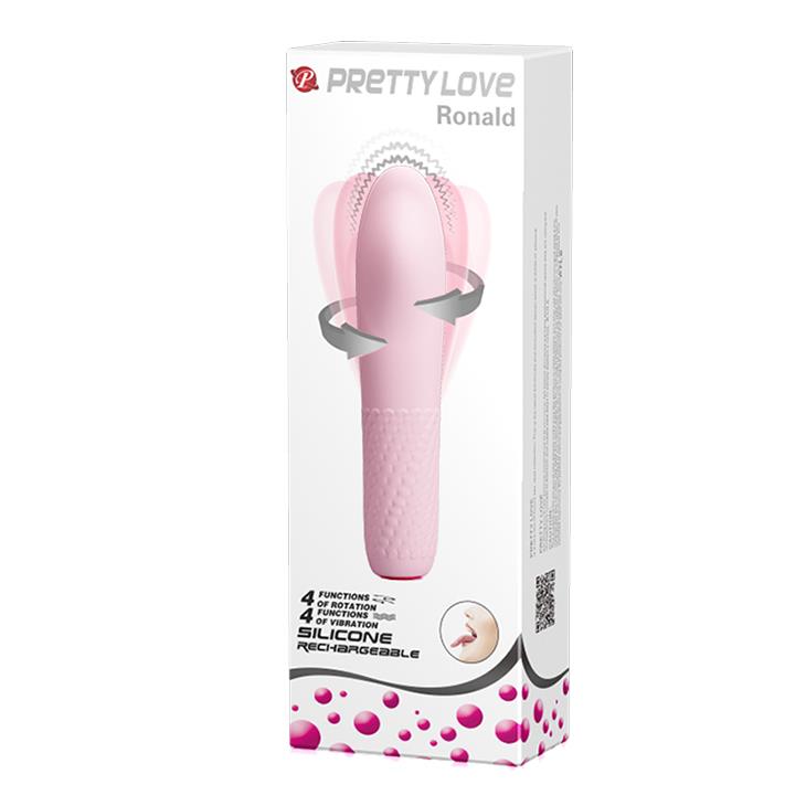 Vibrator mini Pretty Love Burke din silicon, roz, USB, 4 vibrații, 4 rotații