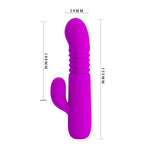Vibrator USB din silicon, rezistent la apă, Pretty Love Domenico, model iepuraș