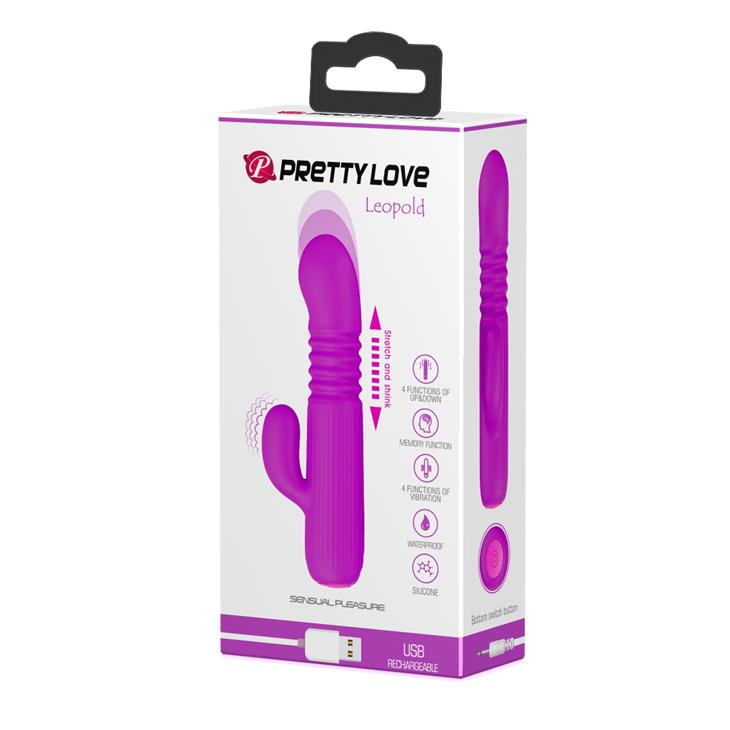 Vibrator USB din silicon, rezistent la apă, Pretty Love Domenico, model iepuraș