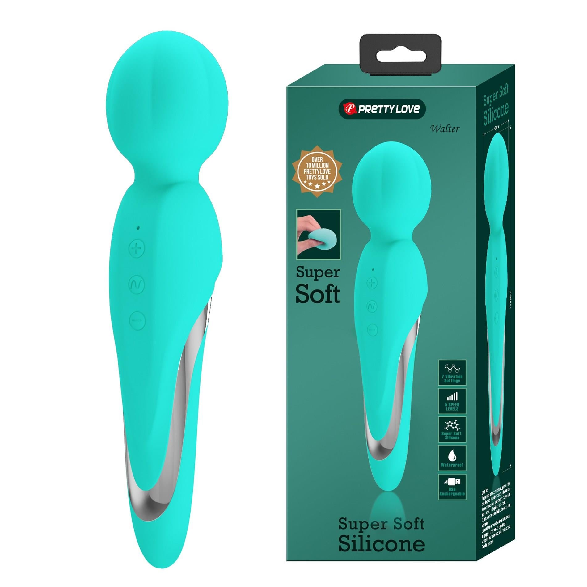Masaj Pretty Love Walter Super Soft Silicone Verde 7 Funcții