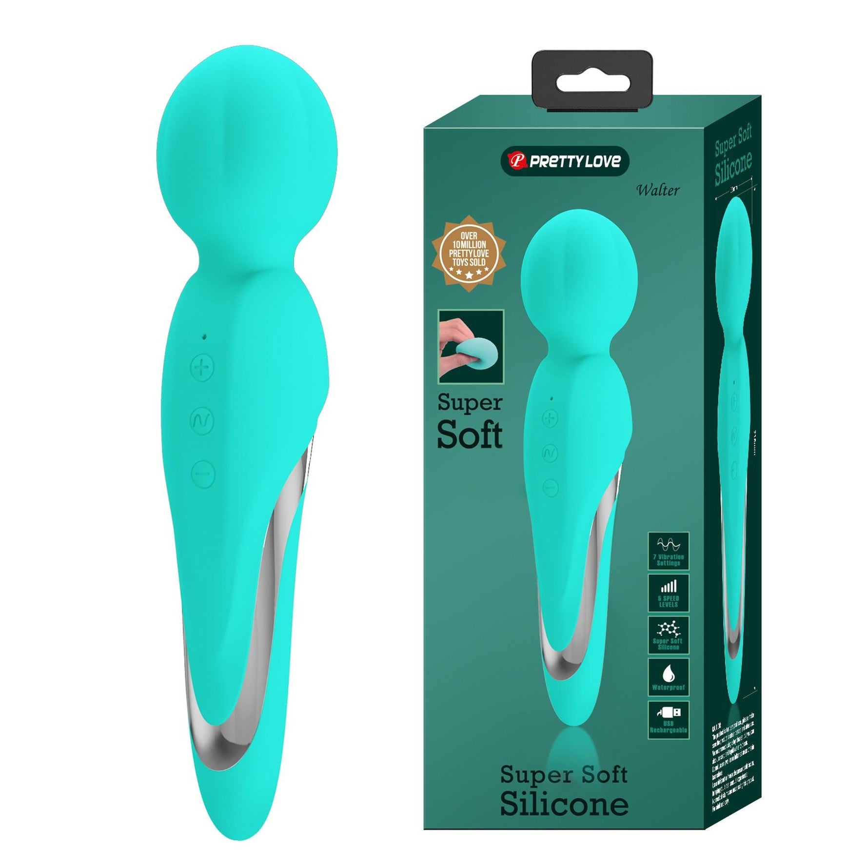 Masaj Pretty Love Walter Super Soft Silicone Verde 7 Funcții