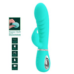 Vibrator Pretty Love Prescott Soft Bunny, verde, cu 7 funcții