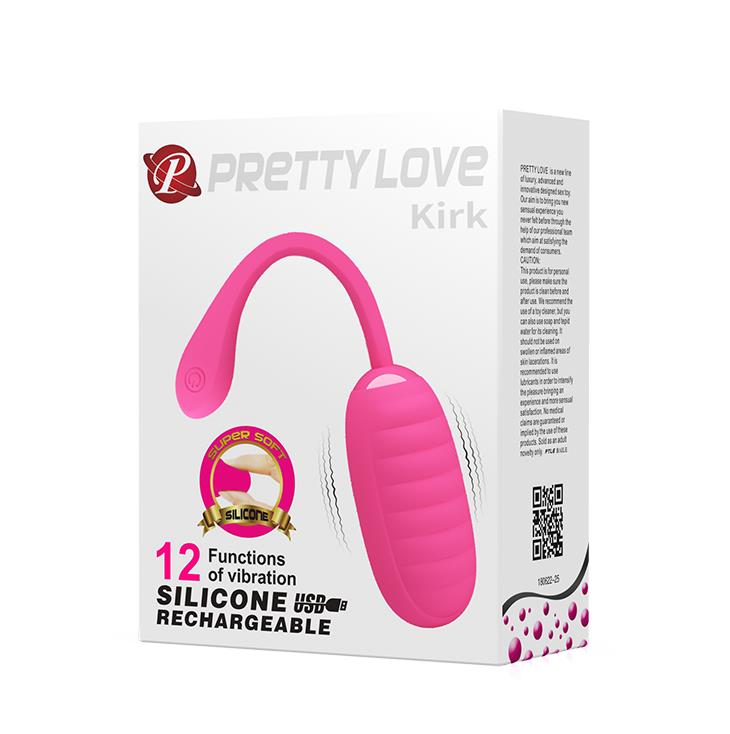 Pretty Love Kirk Egg Ou Vibrator Roz cu 12 Funcții din Silicon