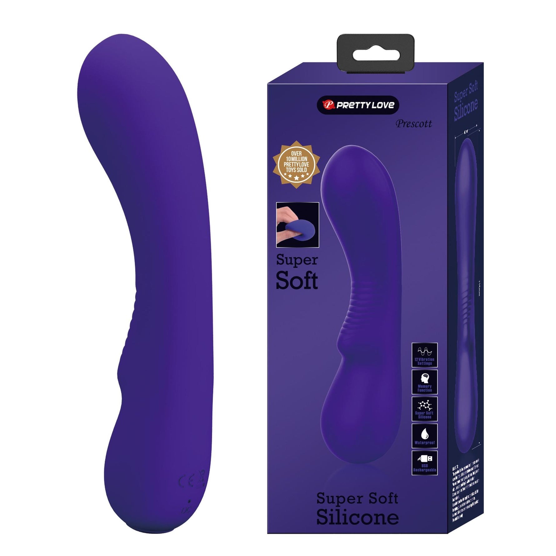 Vibrator Pretty Love Matt Silicone pentru Punct G, Violet, 12 Vibrații