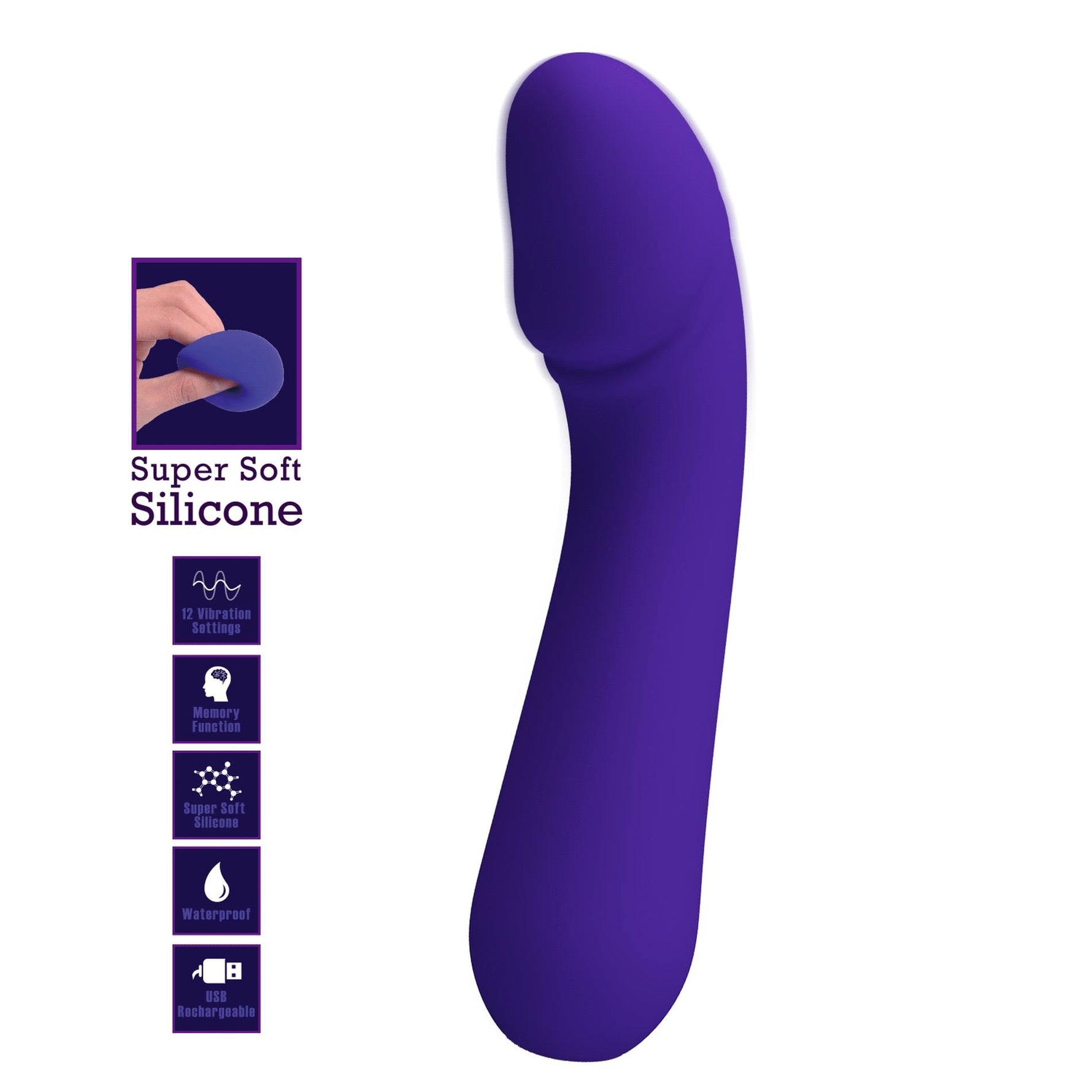 Vibrator pentru punctul G Pretty Love Cetus din silicon violet închis
