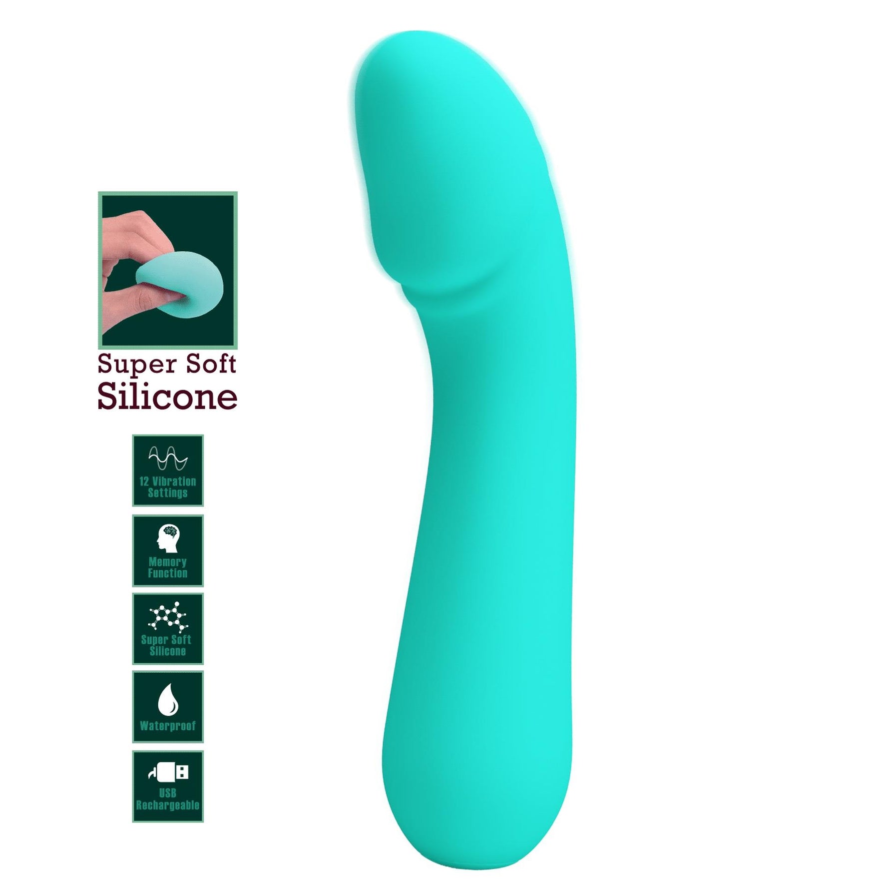 Vibrator Pretty Love Cetus din silicon pentru punctul G, verde, 12 funcții