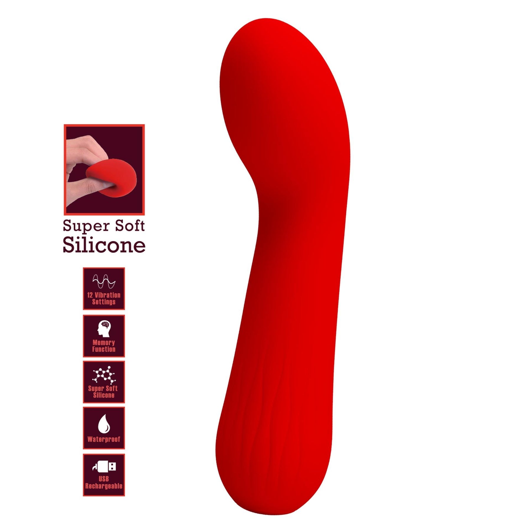 Vibrator Pretty Love Faun pentru punctul G, silicon roșu, 12 funcții