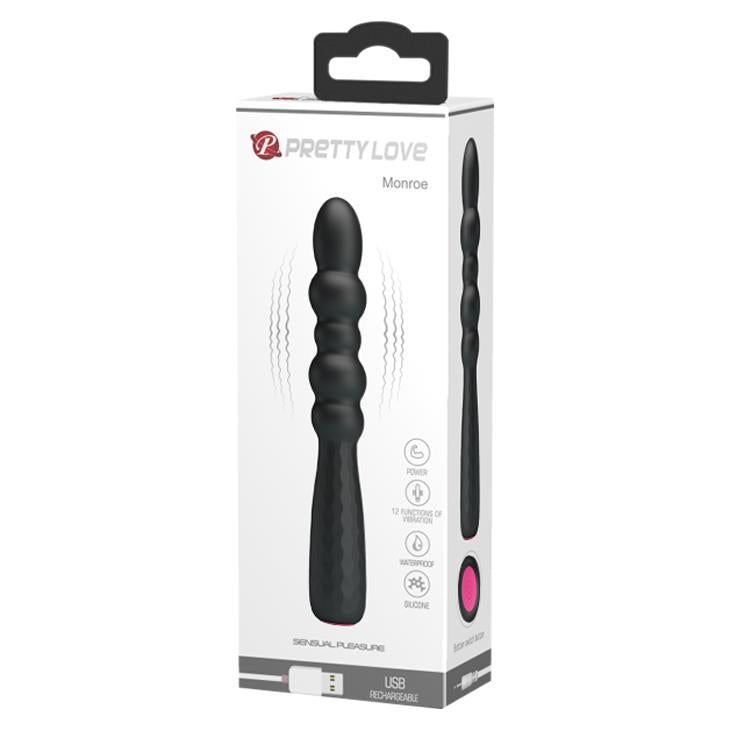 Vibrator Pretty Love Monroe pentru punctul G, silicon, negru, cu 12 funcții, USB
