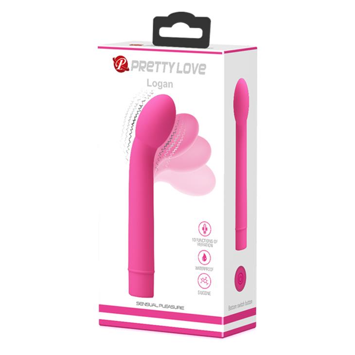 Vibrator Pretty Love Logan din silicon pentru punctul G, 10 funcții, roz