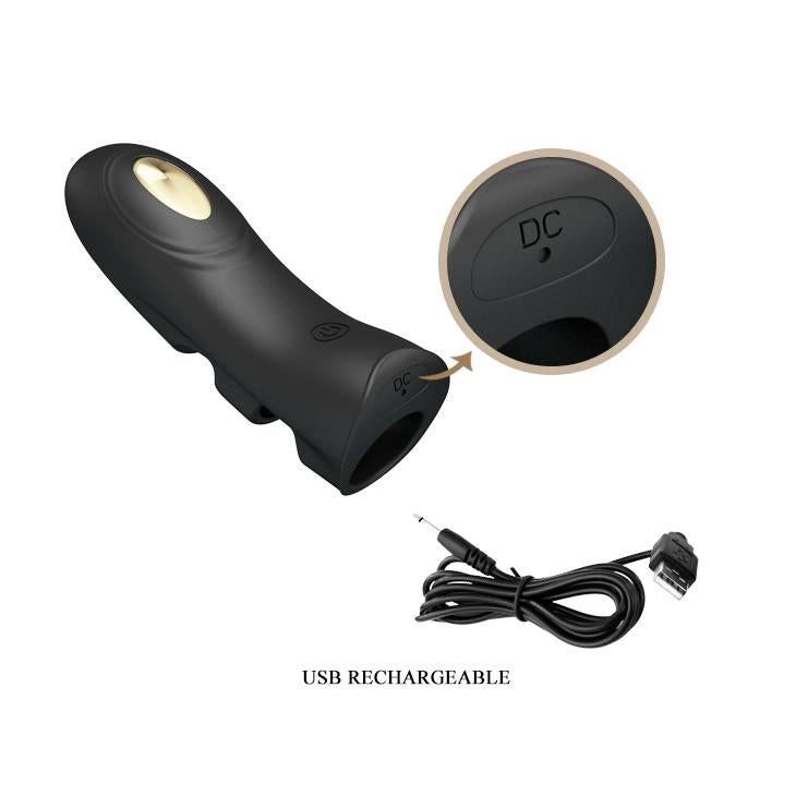 Husă de electrostimulare pentru deget Pretty Love Pegasus, neagră, cu USB