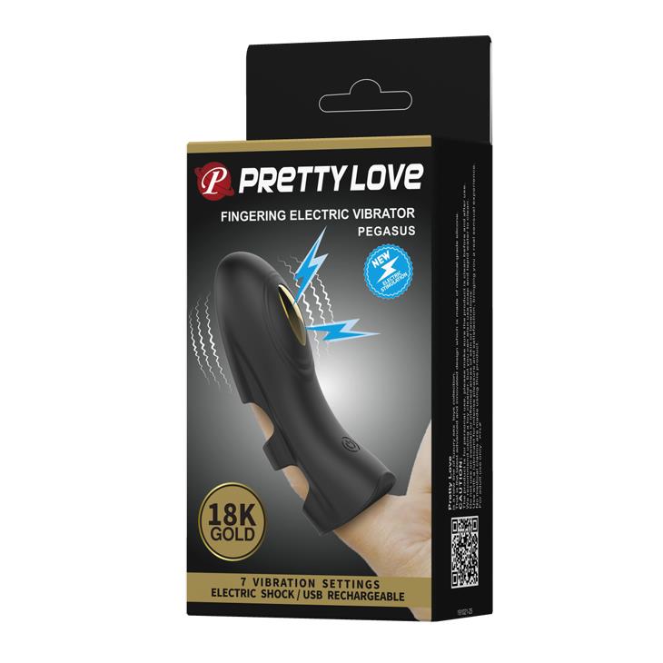 Husă de electrostimulare pentru deget Pretty Love Pegasus, neagră, cu USB