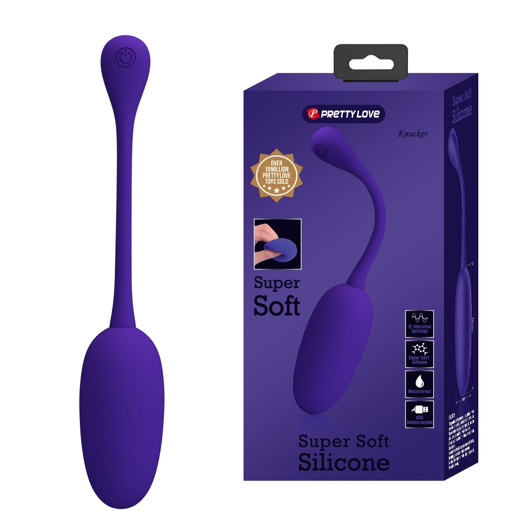 Ou vibrant din silicon Pretty Love Knucker, violet, 12 funcții