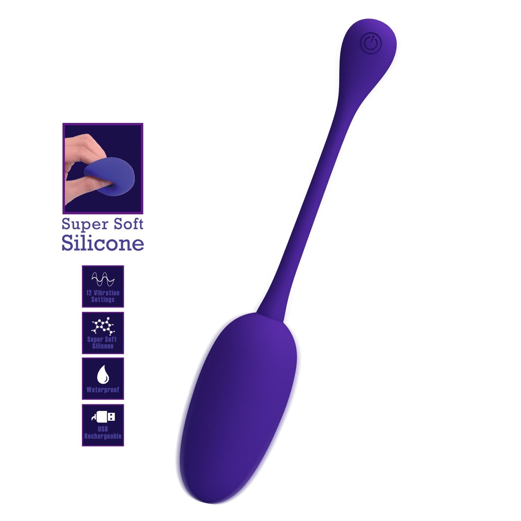 Ou vibrant din silicon Pretty Love Knucker, violet, 12 funcții