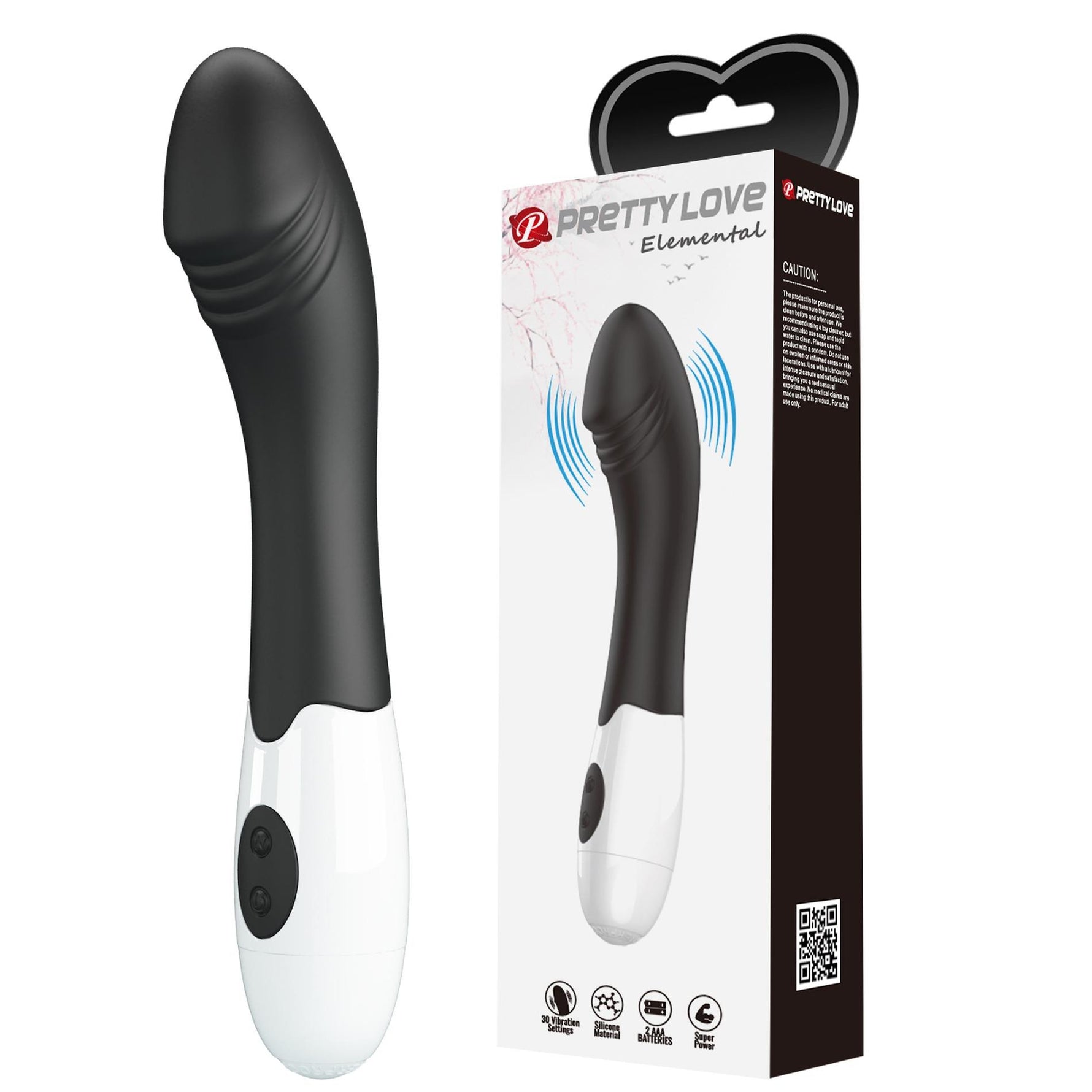 Vibrator Pretty Love Elemental Silicone pentru Punct G, Negru, 30 de Funcții
