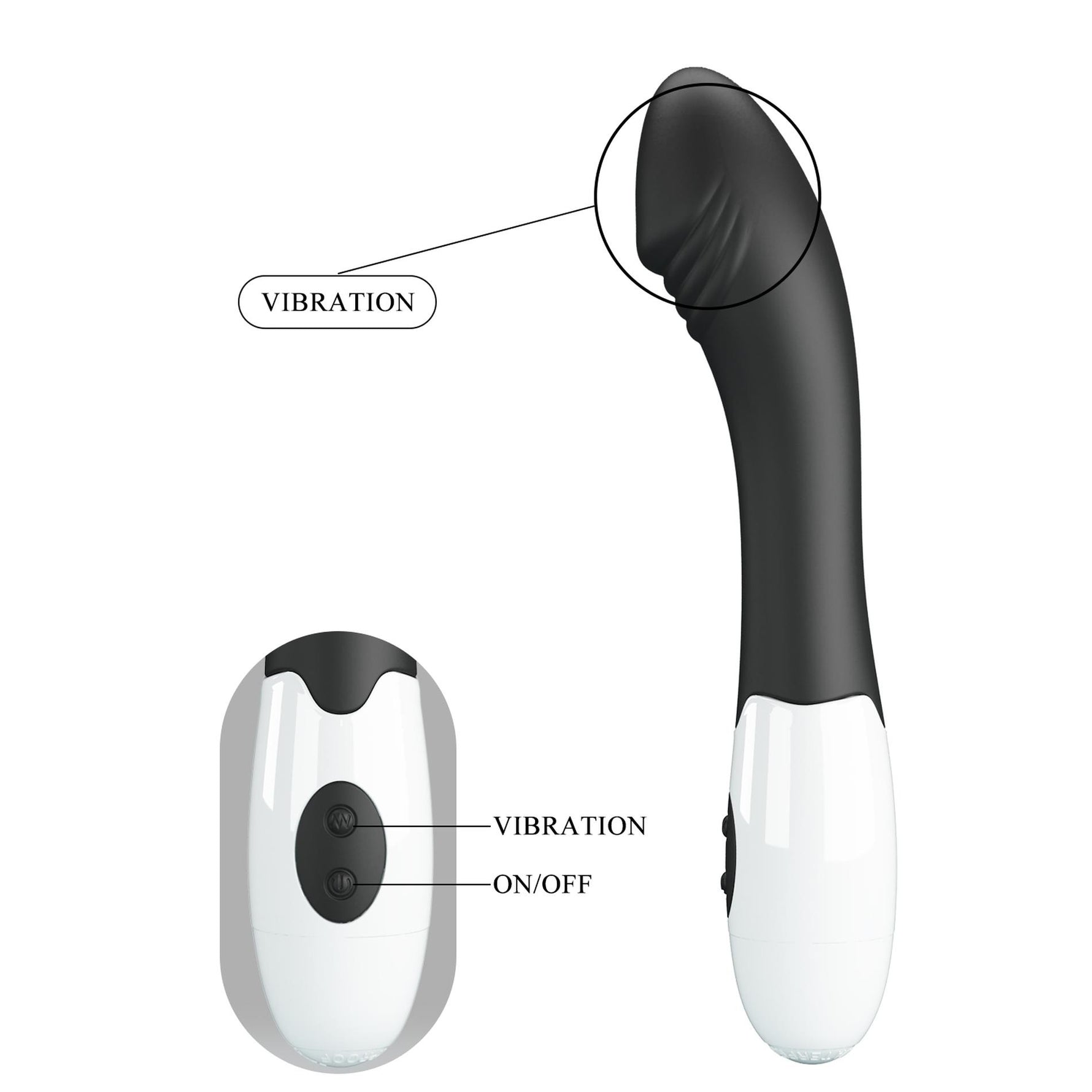 Vibrator Pretty Love Elemental Silicone pentru Punct G, Negru, 30 de Funcții