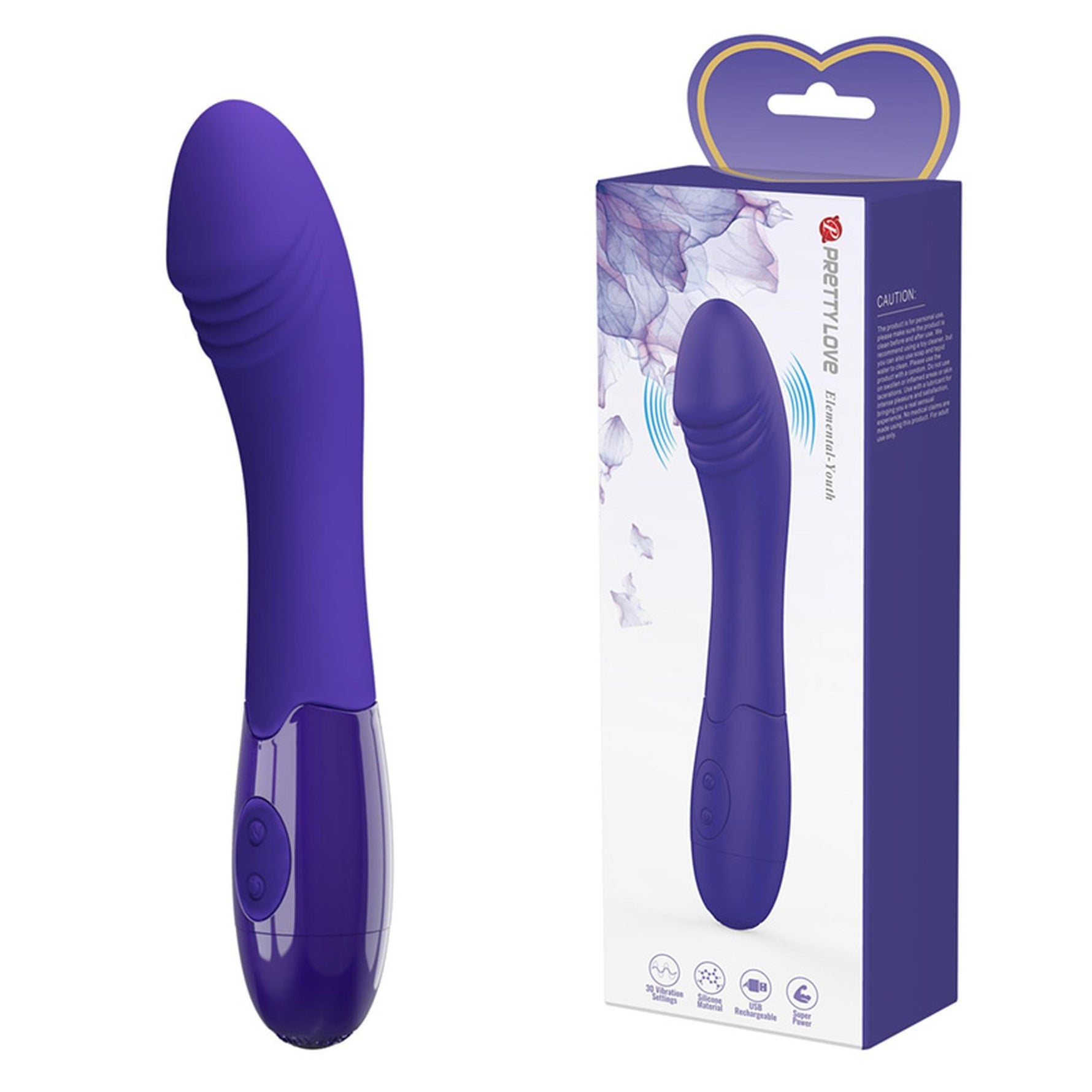 Vibrator Pretty Love Elemental Youth din silicon pentru punctul G, 30 de moduri