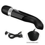 Aparat de masaj vibrant Pretty Love, super puternic, din silicon, negru, USB, 24 cm