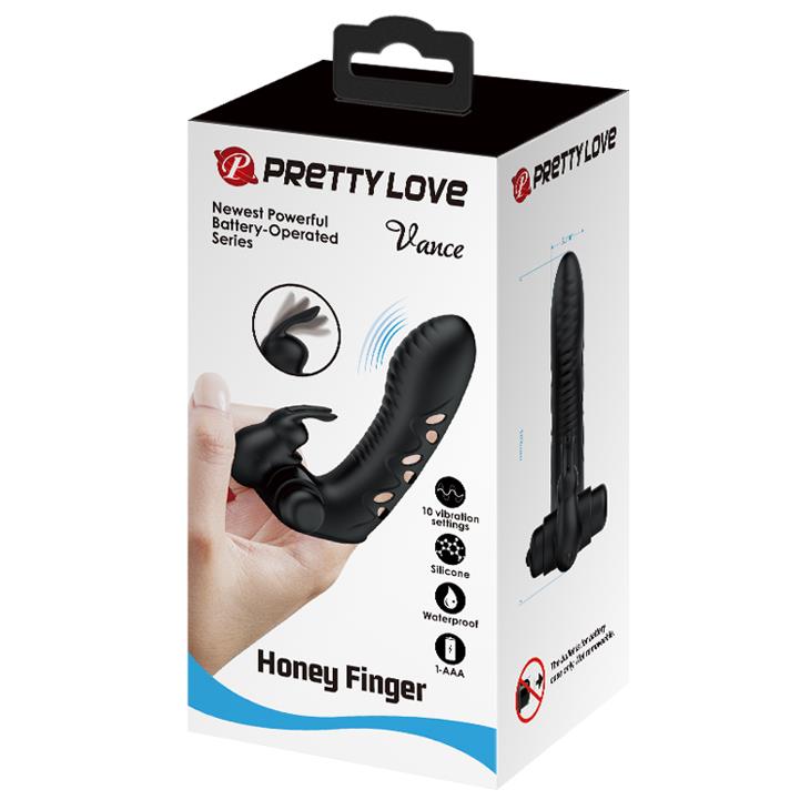 Husă de deget Pretty Love Honey Finger Bunny din silicon, 10 vibrații