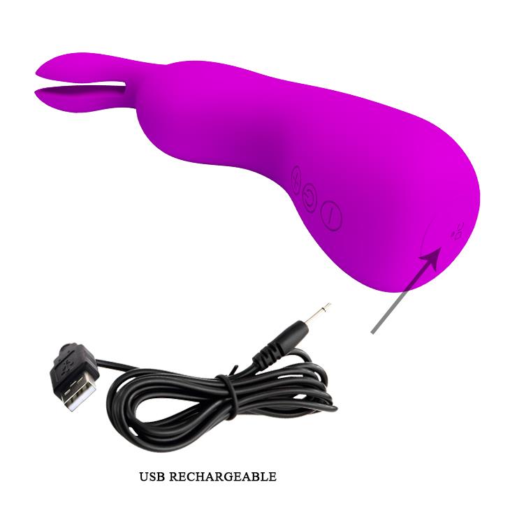 Vibrator Pretty Love Nakki din silicon cu model iepuraș, violet, USB
