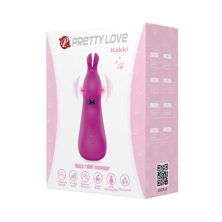 Vibrator Pretty Love Nakki din silicon cu model iepuraș, violet, USB