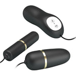 Gloanțe vibratoare duble Pretty Love cu electrostimulare, negre