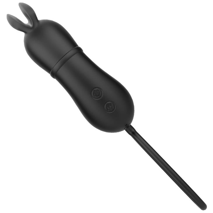 Vibrator USB Pretty Love Rosalie din silicon negru, cu aspect de iepuraș
