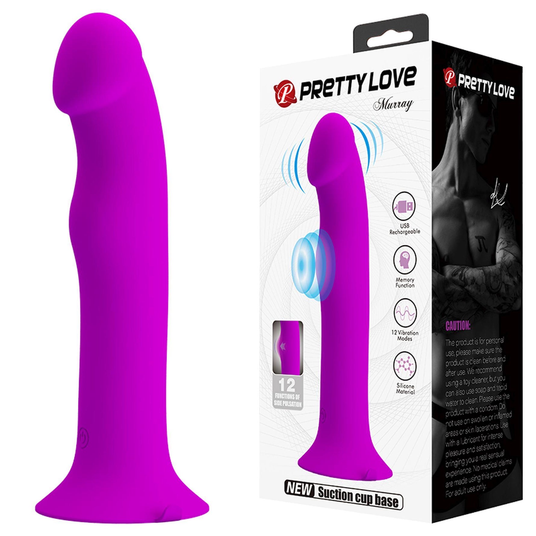 Vibrator anal Pretty Love Murray, mov, cu 12 vibrații, ventuză
