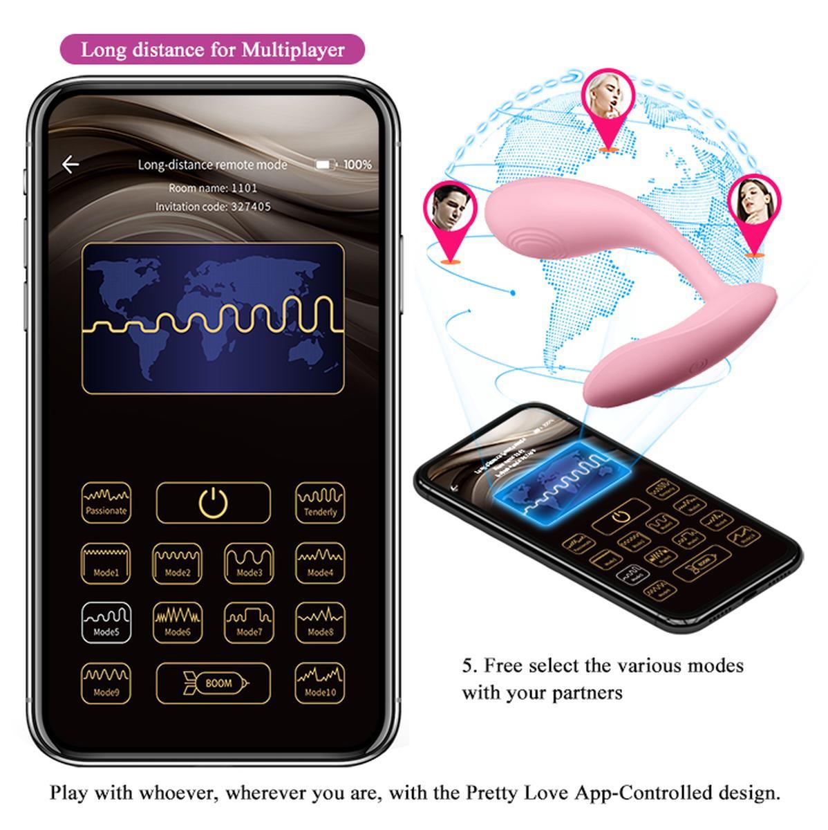 Vibrator Pretty Love Baird pentru punct G cu aplicație cu 12 funcții
