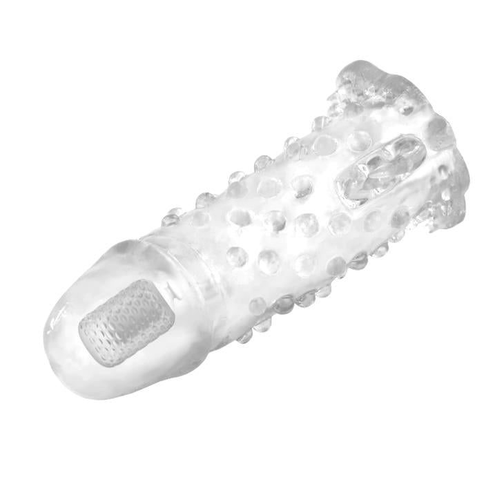 Extensie vibratoare din silicon Baile Brave Man 18 cm transparentă