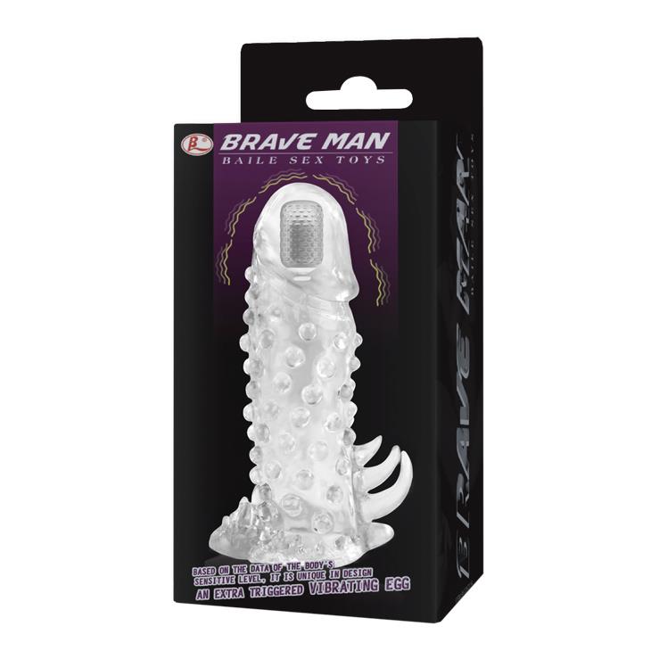 Extensie vibratoare din silicon Baile Brave Man 18 cm transparentă