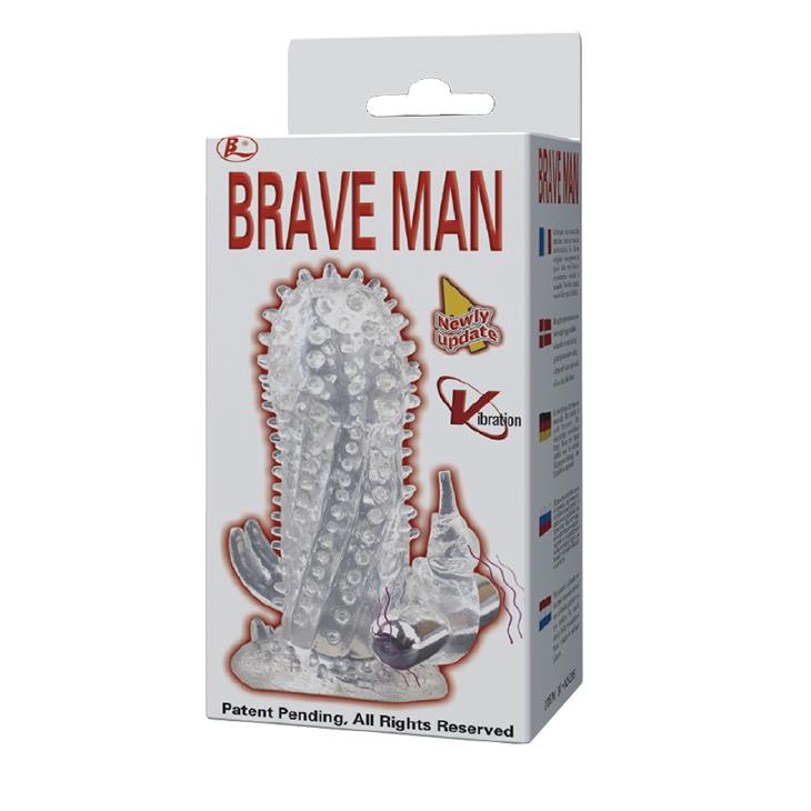 Extensie vibratoare din silicon Baile Brave Man, transparentă, 14 cm