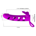 Pretty Love Extensor vibrant pentru penis din silicon cu curea, negru, 17 cm