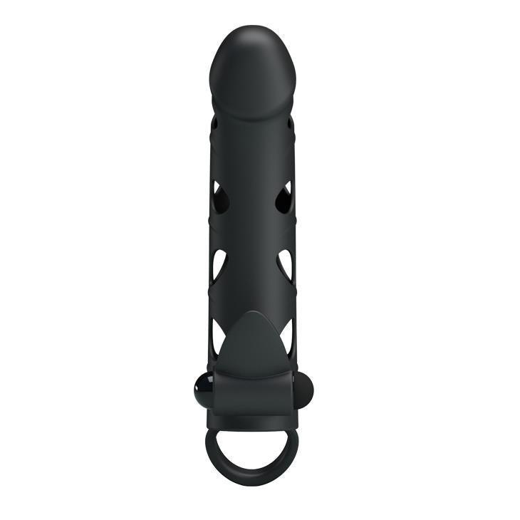 Manșon vibrant pentru penis Pretty Love cu curea, negru, 17 cm
