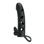 Manșon vibrant pentru penis Pretty Love cu curea, negru, 17 cm