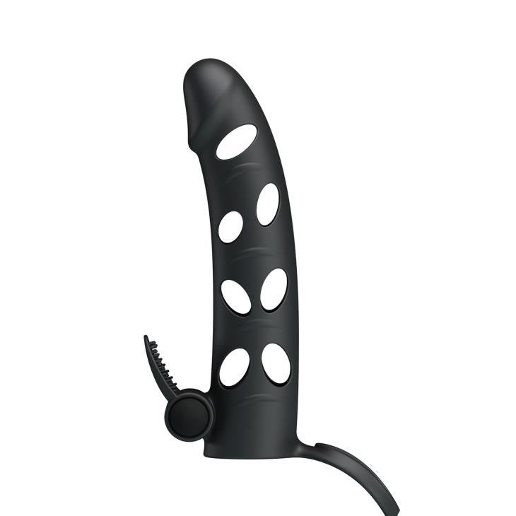 Manșon vibrant pentru penis Pretty Love cu curea, negru, 17 cm