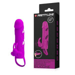 Pretty Love Extensor de penis vibrant violet cu curea pentru testicule