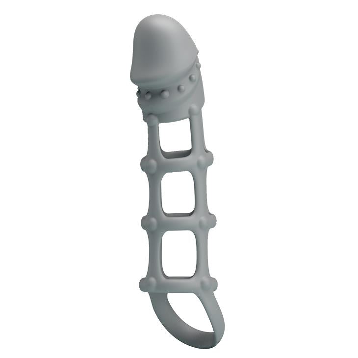 Pretty Love Extensor de penis din silicon gri cu curea pentru testicule