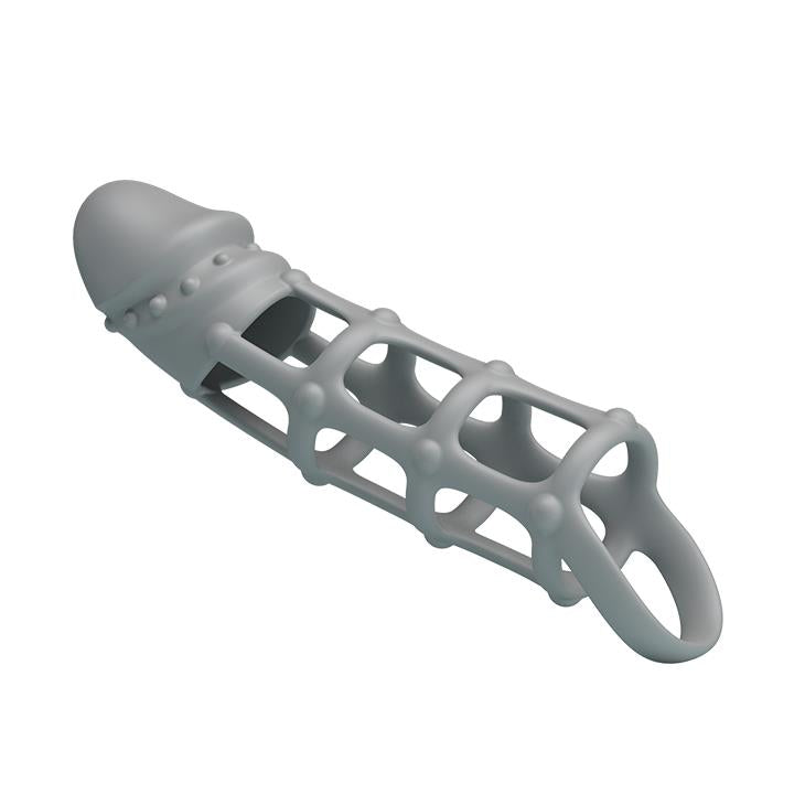 Pretty Love Extensor de penis din silicon gri cu curea pentru testicule