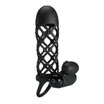 Pretty Love Extensor de penis vibrant, negru, silicon, 10 funcții