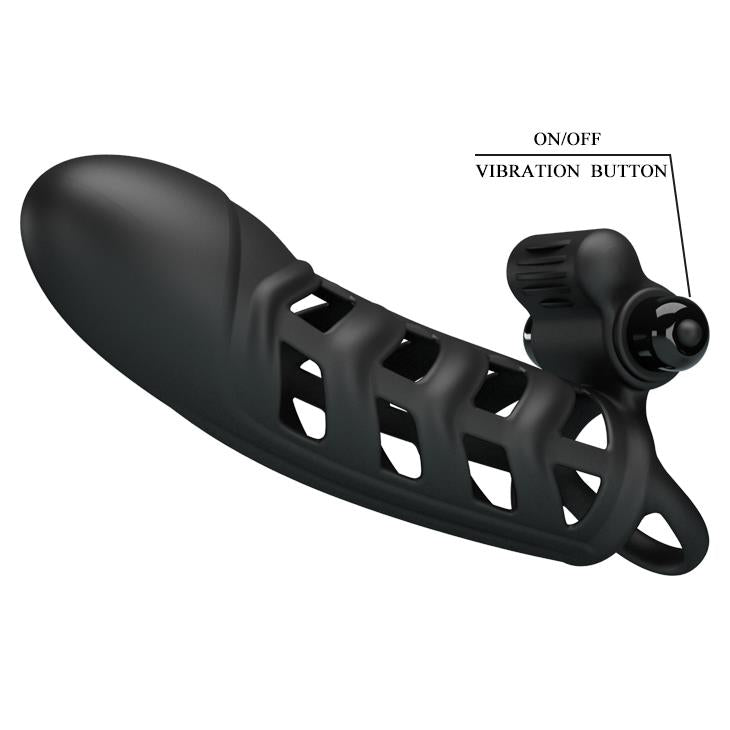 Pretty Love Extensor de penis vibrant, silicon, negru, 10 funcții